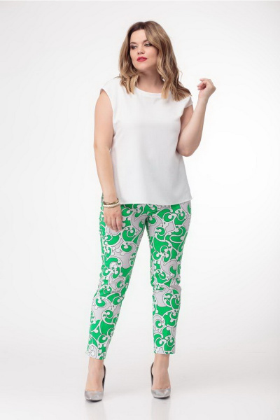 Зеленые зауженные брюки из хлопка со вставками Djerza 072 зеленый - фото 4