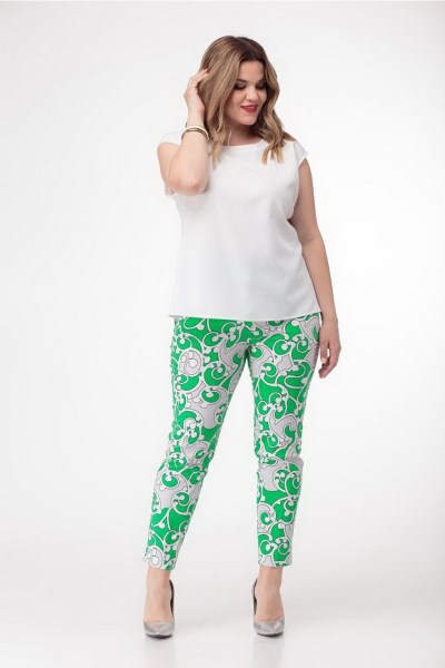 Зеленые зауженные брюки из хлопка со вставками Djerza 072 зеленый - фото 5