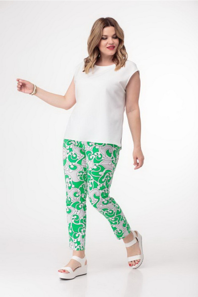 Зеленые зауженные брюки из хлопка со вставками Djerza 072 зеленый - фото 6