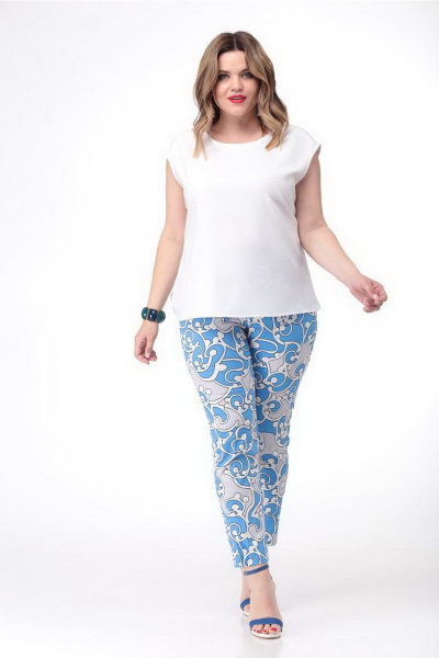 Голубые зауженные брюки из хлопка с карманами Djerza 072 голубой - фото 1