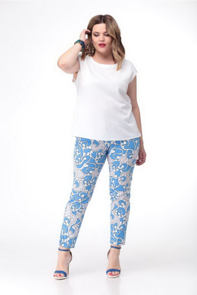 Голубые зауженные брюки из хлопка с карманами Djerza 072 голубой - фото 2