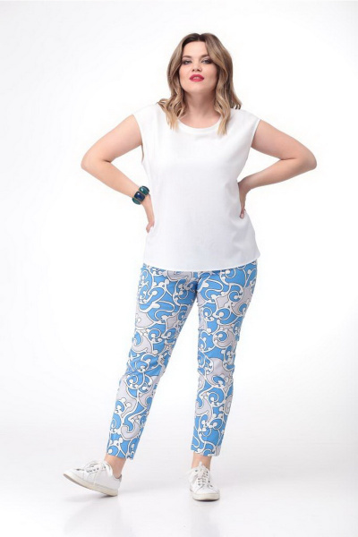 Голубые зауженные брюки из хлопка с карманами Djerza 072 голубой - фото 5