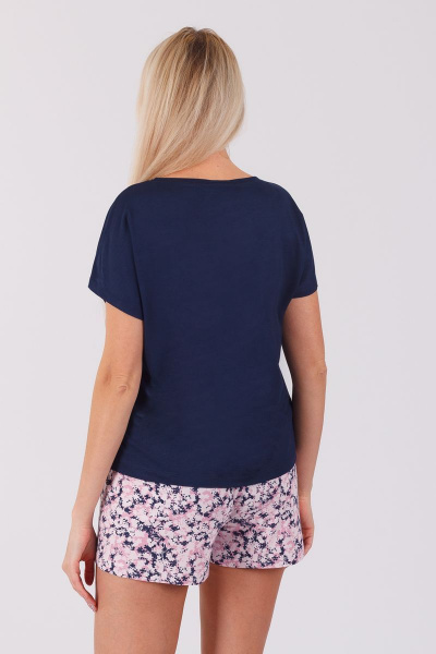 Домашний синий майка и шорты из вискозы и трикотажа Belarusachka С4385Е/4 неви - фото 4