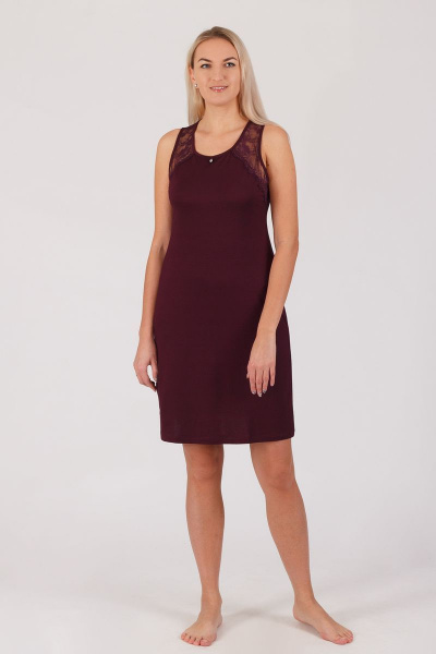 Домашняя красная сорочка из вискозы и трикотажа Belarusachka С5844В/2 спелая_вишня - фото 1