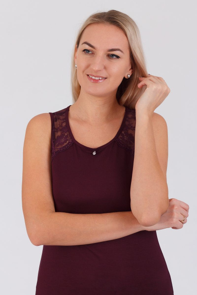 Домашняя красная сорочка из вискозы и трикотажа Belarusachka С5844В/2 спелая_вишня - фото 2