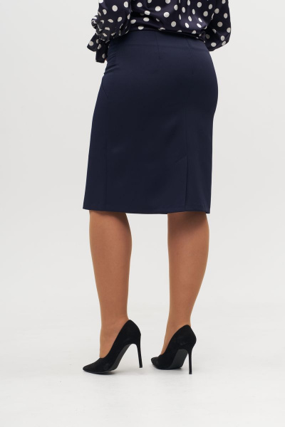 Юбка-карандаш до колена с карманами и разрезом впереди Anelli 757 синий - фото 3