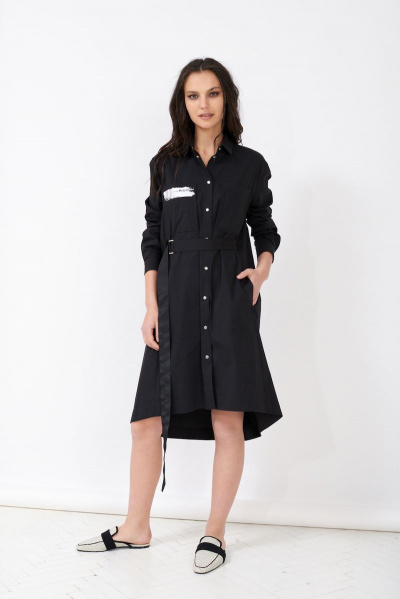 Платье из текстиля черное для летней повседневности Motif 1129 черный - фото 1