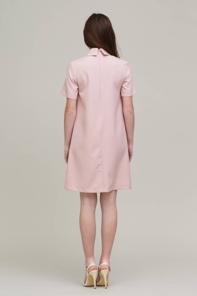 Платье мини летнее А-силуэт, бусины воротник, универсальное Domna 489(164) светло-розовый - фото 3