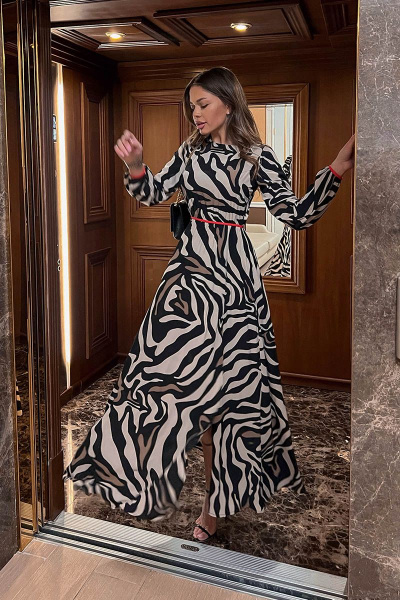 Демисезонное мультиколор платье для вдохновения Pavlova 098 зебра - фото 4