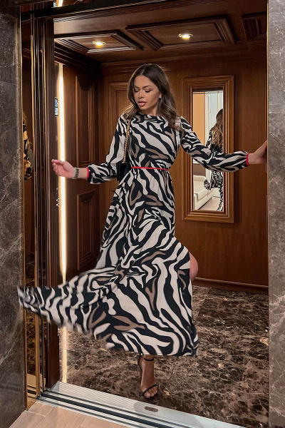 Демисезонное мультиколор платье для вдохновения Pavlova 098 зебра - фото 3