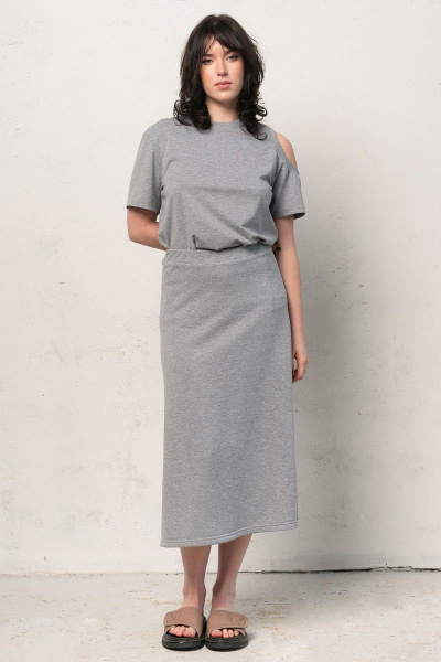 Трикотажные брюки с отверстиями на плече в стиле спорт-шик JRSy 2304 серый_меланж - фото 2