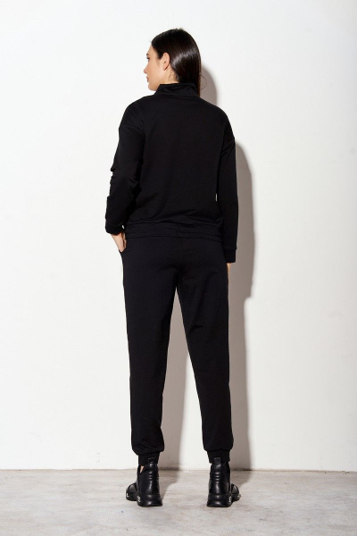 Костюм из трикотажа, брюки и джемпер, спортивный стиль, хлопок FOXY FOX 1376 черный - фото 7