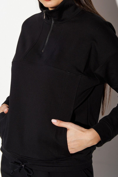 Костюм из трикотажа, брюки и джемпер, спортивный стиль, хлопок FOXY FOX 1376 черный - фото 6