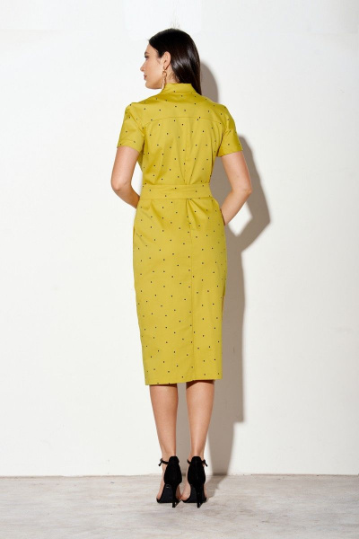 Платье летнее прилегающего силуэта с разрезами и поясом FOXY FOX 1404 горчичный - фото 4