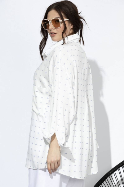 Рубашка летняя из вискозы для летних образов SOVA 11100 молочный_дизайн - фото 8