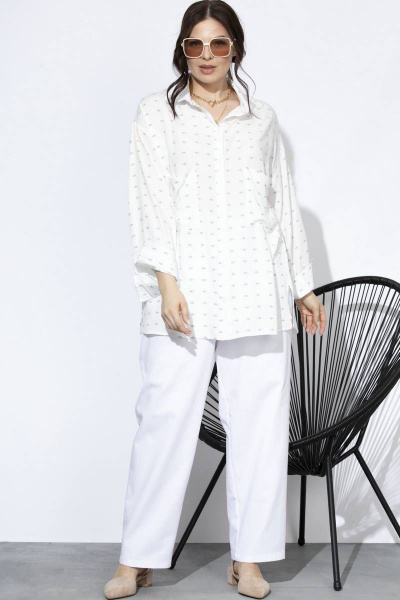 Рубашка летняя из вискозы для летних образов SOVA 11100 молочный_дизайн - фото 6