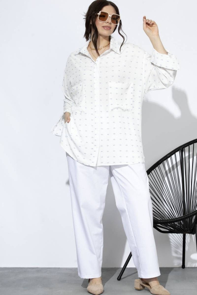 Рубашка летняя из вискозы для летних образов SOVA 11100 молочный_дизайн - фото 5