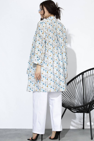 Летняя рубашка из вискозы с мультиколором SOVA 11180 молочный_дизайн - фото 4