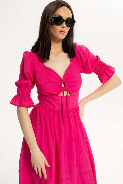 Летнее розовое платье с декоративным отрезным крючком Diva 1531-роз - фото 8