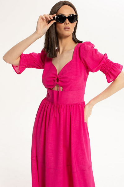 Летнее розовое платье с декоративным отрезным крючком Diva 1531-роз - фото 7