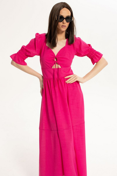 Летнее розовое платье с декоративным отрезным крючком Diva 1531-роз - фото 6