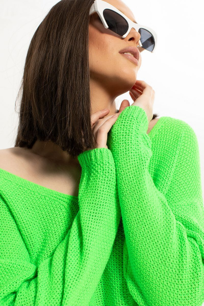 Летний комплект: приталенный джемпер и длинная юбка Diva 1534-салат - фото 7