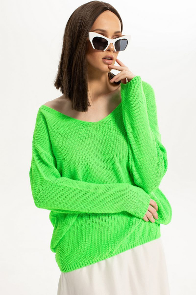 Летний комплект: приталенный джемпер и длинная юбка Diva 1534-салат - фото 6