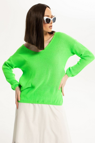 Летний комплект: приталенный джемпер и длинная юбка Diva 1534-салат - фото 5