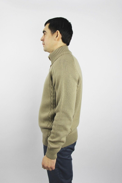 Зеленый джемпер реглан из трикотажа с воротником демисезонный Полесье С5107-21 1С1341-Д43 182,188 льняной_темный - фото 2