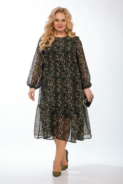 Платье Michel chic 2117 черный-зеленый - фото 4