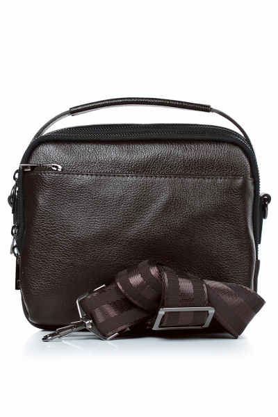 Классическая коричневая кожаная сумка на два отделения Galanteya 28422.23с26к45 коричневый - фото 2