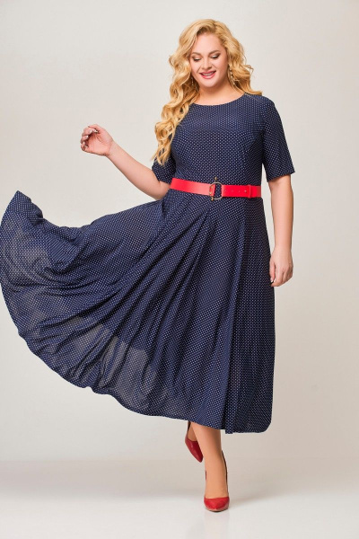 Платье Swallow 356.1 синий_в_белый_горошек - фото 5