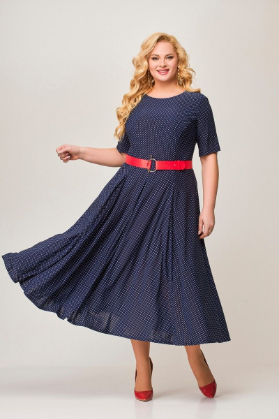 Платье Swallow 356.1 синий_в_белый_горошек - фото 1
