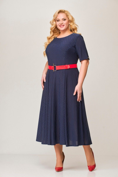 Платье Swallow 356.1 синий_в_белый_горошек - фото 3
