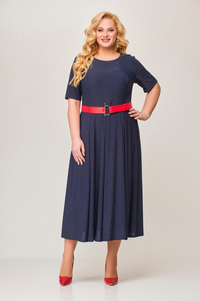 Платье Swallow 356.1 синий_в_белый_горошек - фото 2