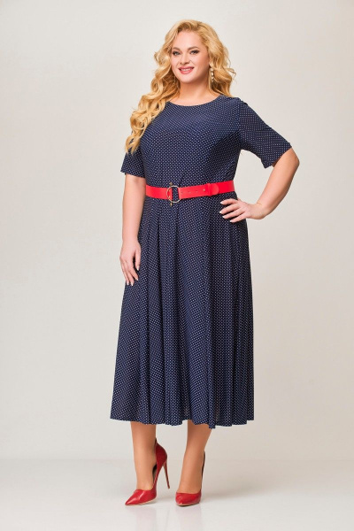 Платье Swallow 356.1 синий_в_белый_горошек - фото 7