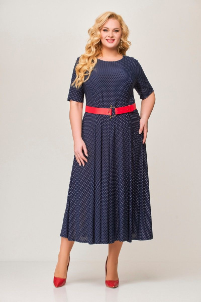 Платье Swallow 356.1 синий_в_белый_горошек - фото 6