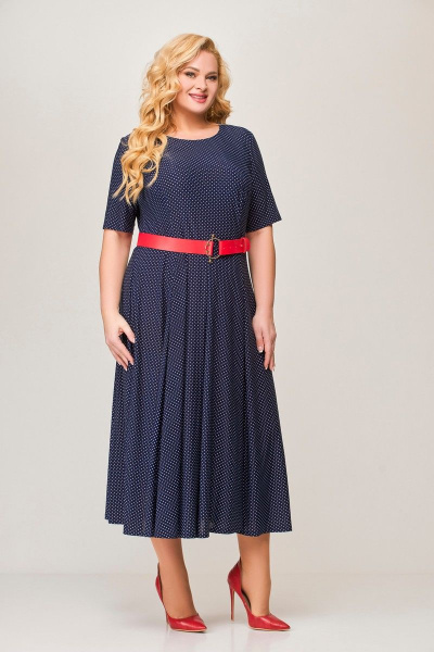Платье Swallow 356.1 синий_в_белый_горошек - фото 4
