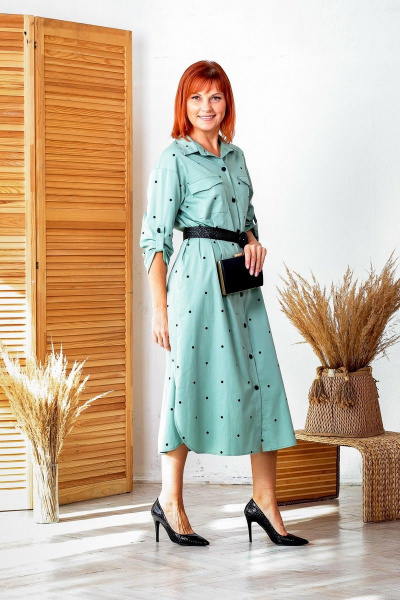 Платье Соджи 544 мятный/горох - фото 3