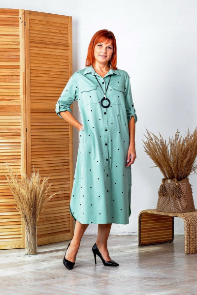 Платье Соджи 544 мятный/горох - фото 1