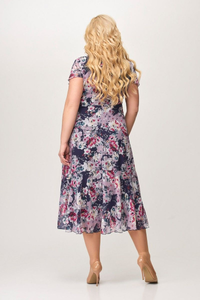 Демисезонный костюм 2-ка из текстиля и шифона Slaviaelit 166-2 сине-лиловый - фото 4