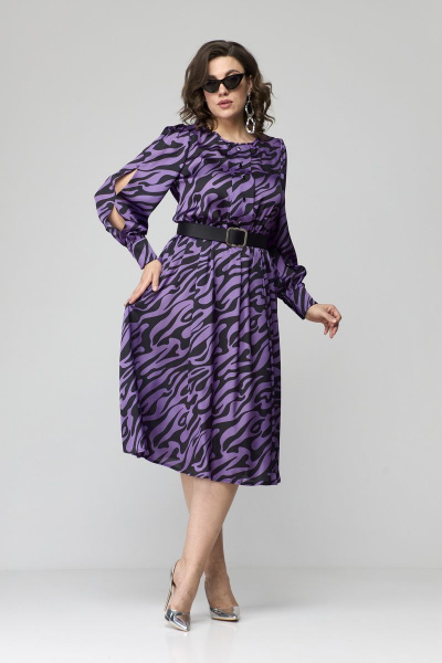 Платье расклешенное с бантовой складкой и резинкой по талии Орхидея 1235 - фото 7