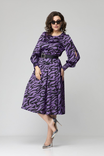 Платье расклешенное с бантовой складкой и резинкой по талии Орхидея 1235 - фото 6