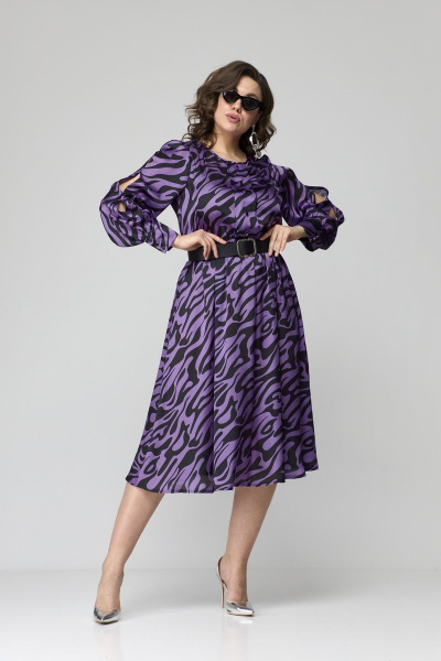 Платье расклешенное с бантовой складкой и резинкой по талии Орхидея 1235 - фото 5