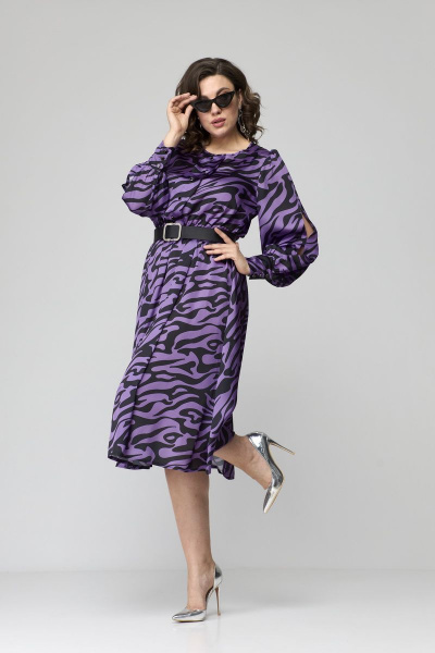 Платье расклешенное с бантовой складкой и резинкой по талии Орхидея 1235 - фото 1