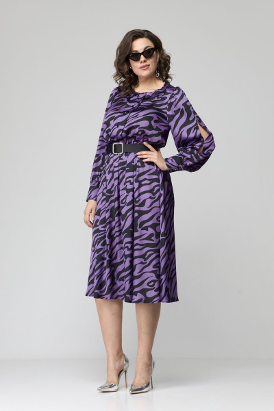 Платье расклешенное с бантовой складкой и резинкой по талии Орхидея 1235 - фото 3