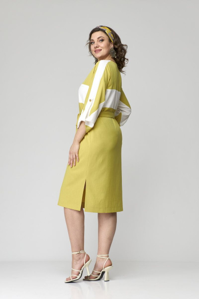 Платье с разрезами и аппликациями на кокетке из текстиля Орхидея 1252 - фото 6