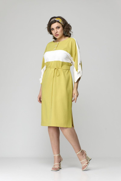 Платье с разрезами и аппликациями на кокетке из текстиля Орхидея 1252 - фото 4