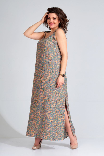 Платье Liona Style 749 зелено-бежевый - фото 1