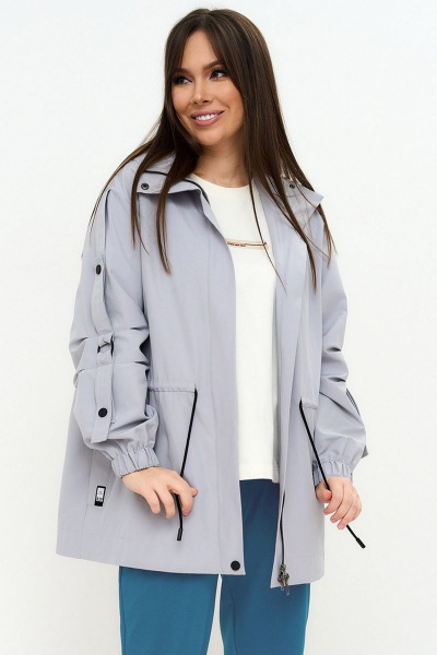 Классическая демисезонная куртка свободного кроя Магия моды 2221 серый - фото 2